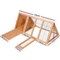 i.Pet Rabbit Hutch Chicken Coop 119cm x 51cm x 44cm Chicken Coop Large Run Wooden Cage Outdoor Pet Care Kings Warehouse 