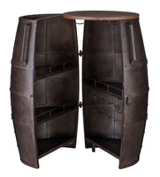 Iron Barrel Shaped Wine Rack Bar Cabinet with Wheels Kings Warehouse 