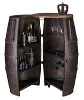Iron Barrel Shaped Wine Rack Bar Cabinet with Wheels Kings Warehouse 