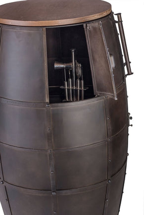 Iron Barrel Shaped Wine Rack Bar Cabinet with Wheels Kings Warehouse 