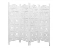 Iron Jali 4 Panel Room Divider Screen Privacy Shoji Timber Wood Stand - White Kings Warehouse 