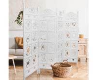 Iron Jali 4 Panel Room Divider Screen Privacy Shoji Timber Wood Stand - White Kings Warehouse 