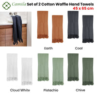 J Elliot Home 400GSM Camila Set of 2 Cotton Waffle Hand Towels 45 x 65 cm Chive Home & Garden Kings Warehouse 