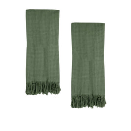 J Elliot Home 400GSM Camila Set of 2 Cotton Waffle Hand Towels 45 x 65 cm Chive Home & Garden Kings Warehouse 