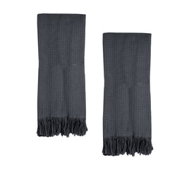 J Elliot Home 400GSM Camila Set of 2 Cotton Waffle Hand Towels 45 x 65 cm Coal Home & Garden Kings Warehouse 