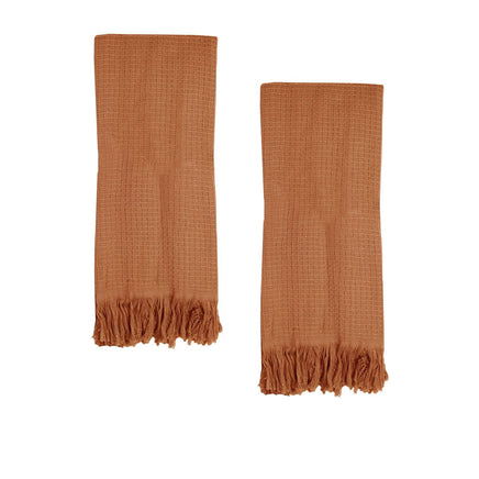J Elliot Home 400GSM Camila Set of 2 Cotton Waffle Hand Towels 45 x 65 cm Earth Home & Garden Kings Warehouse 