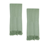 J Elliot Home 400GSM Camila Set of 2 Cotton Waffle Hand Towels 45 x 65 cm Pistachio Home & Garden Kings Warehouse 