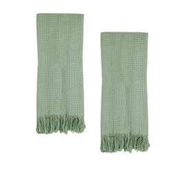 J Elliot Home 400GSM Camila Set of 2 Cotton Waffle Hand Towels 45 x 65 cm Pistachio Home & Garden Kings Warehouse 