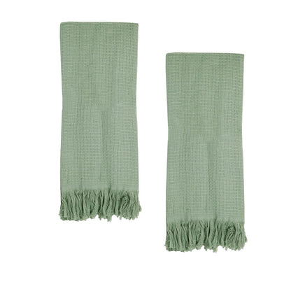 J Elliot Home 400GSM Camila Set of 2 Cotton Waffle Hand Towels 45 x 65 cm Pistachio Home & Garden Kings Warehouse 