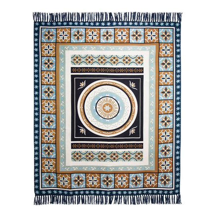 J Elliot Home Kasbah Luxury Fringe Throw 130 x 160cm Blue Home & Garden Kings Warehouse 