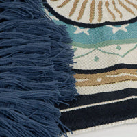 J Elliot Home Kasbah Luxury Fringe Throw 130 x 160cm Blue Home & Garden Kings Warehouse 