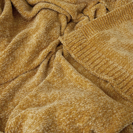 J Elliot Home Leslie Chenille Throw 130 x 160 cm Ochre Home & Garden Kings Warehouse 