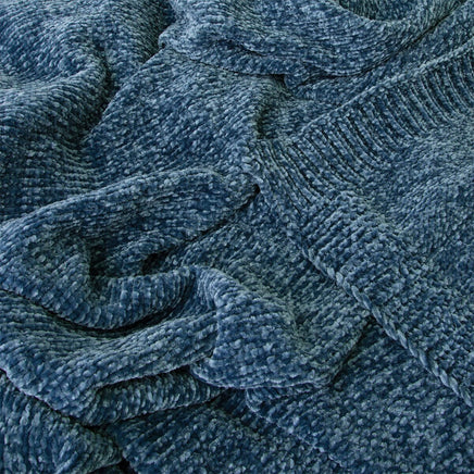 J Elliot Home Leslie Chenille Throw 130 x 160 cm Steel Blue Home & Garden Kings Warehouse 