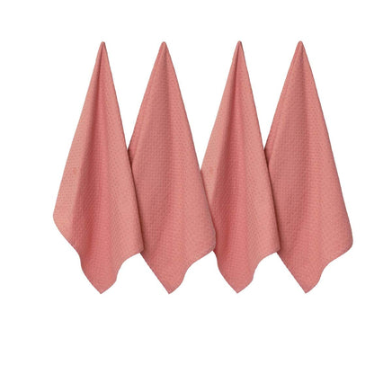 J Elliot Home Waffle Set of 4 Cotton Tea Towels 50 x 70 cm Clay Pink Home & Garden Kings Warehouse 