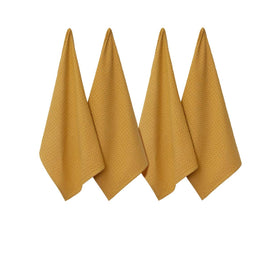 J Elliot Home Waffle Set of 4 Cotton Tea Towels 50 x 70 cm Mustard Home & Garden Kings Warehouse 