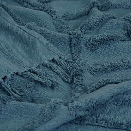 J Elliot Home Zen Luxury Fringe Throw 130 x 160cm Steel Blue Home & Garden Kings Warehouse 