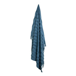 J Elliot Home Zen Luxury Fringe Throw 130 x 160cm Steel Blue Home & Garden Kings Warehouse 