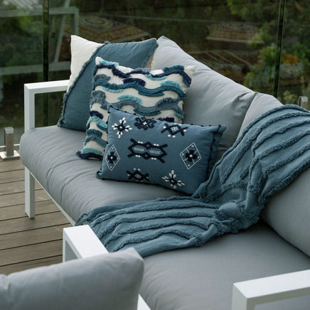 J Elliot Home Zen Luxury Fringe Throw 130 x 160cm Steel Blue Home & Garden Kings Warehouse 