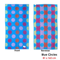 Jacquard Velour Reversible Beach Towel Blue Circles Home & Garden Kings Warehouse 