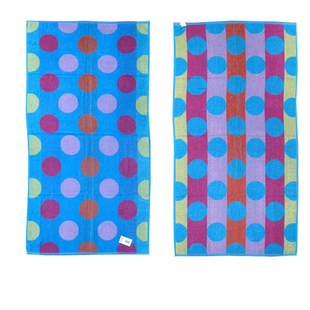 Jacquard Velour Reversible Beach Towel Blue Circles Home & Garden Kings Warehouse 