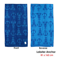 Jacquard Velour Reversible Beach Towel Blue Lobster Anchor Home & Garden Kings Warehouse 