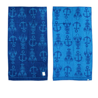 Jacquard Velour Reversible Beach Towel Blue Lobster Anchor Home & Garden Kings Warehouse 
