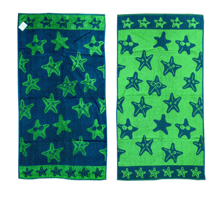 Jacquard Velour Reversible Beach Towel Blue Stars Home & Garden Kings Warehouse 