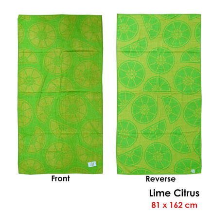 Jacquard Velour Reversible Beach Towel Lime Cirtus Home & Garden Kings Warehouse 