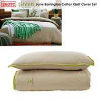 Jane Barrington Cotton Quilt Cover Set Taupe/Green Queen Home & Garden Kings Warehouse 
