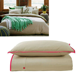 Jane Barrington Cotton Quilt Cover Set Taupe/Hot Pink Double Home & Garden Kings Warehouse 