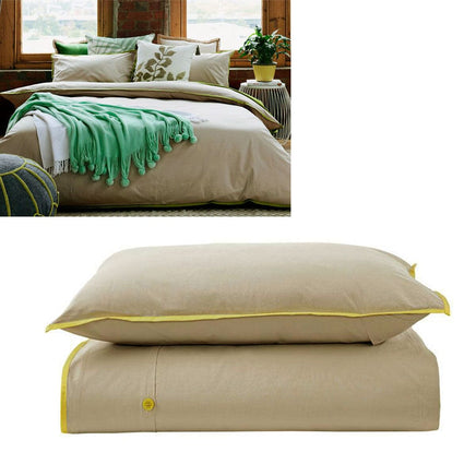 Jane Barrington Cotton Quilt Cover Set Taupe/Sunshine Yellow Queen Home & Garden Kings Warehouse 