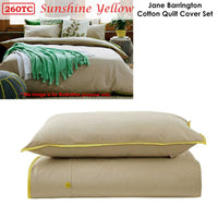 Jane Barrington Cotton Quilt Cover Set Taupe/Sunshine Yellow Queen Home & Garden Kings Warehouse 