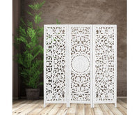 Jans 3 Panel Room Divider Screen Privacy Shoji Timber Wood Stand - White Kings Warehouse 