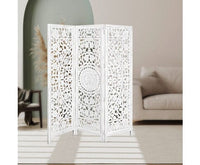 Jans 3 Panel Room Divider Screen Privacy Shoji Timber Wood Stand - White