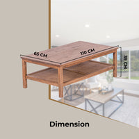 Jasmine Coffee Table 110cm Mindi Timber Wood Rattan Weave - Brown living room Kings Warehouse 