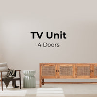 Jasmine ETU Entertainment TV Unit 160cm 4 Door Mindi Wood Rattan - Brown living room Kings Warehouse 