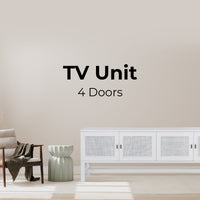 Jasmine ETU Entertainment TV Unit 160cm 4 Door Mindi Wood Rattan - White living room Kings Warehouse 