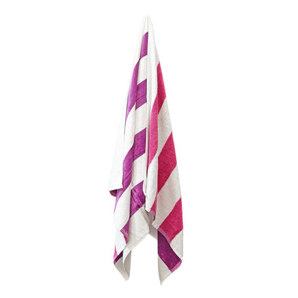 J.Elliot Home 400GSM Premium Cotton Reversible Striped Beach Towel 76 x 152 cm Pink Purple Home & Garden Kings Warehouse 