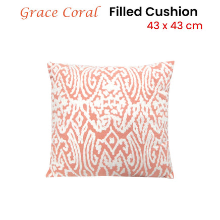 J.Elliot Home Grace Coral Applique Filled Cushion 43 x 43 cm Home & Garden Kings Warehouse 