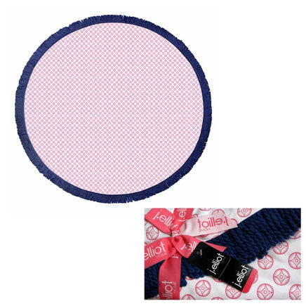 J.Elliot Home Koel Round Cotton Turkish Towel Pink/ Navy Home & Garden Kings Warehouse 