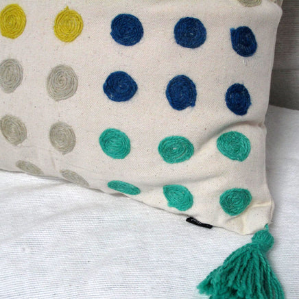 J.Elliot Home Polka Dots Tassel Blue Filled Cushion 43 x 43 cm Home & Garden Kings Warehouse 