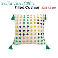 J.Elliot Home Polka Dots Tassel Blue Filled Cushion 43 x 43 cm Home & Garden Kings Warehouse 