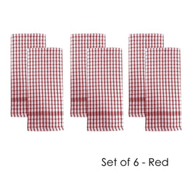 J.Elliot Home Set of 6 Elly Terry Tea Towels Red Home & Garden Kings Warehouse 