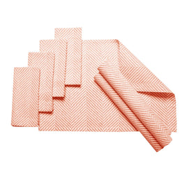 J.Elliot Home Set of 8 Cotton Napery Set Herringbone Coral Home & Garden Kings Warehouse 
