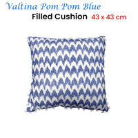 J.Elliot Home Valtina Pom Pom Blue Filled Cushion Home & Garden Kings Warehouse 