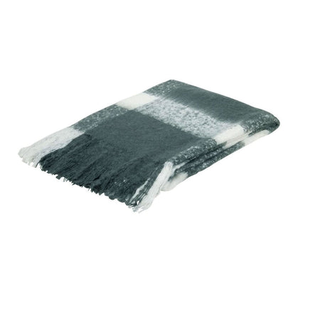 J.Elliot Home Wren Faux Mohair Throw Charcoal/White Home & Garden Kings Warehouse 
