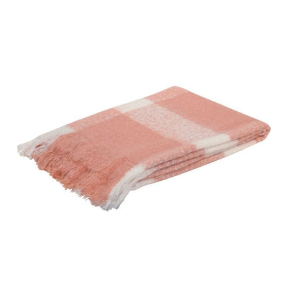 J.Elliot Home Wren Faux Mohair Throw Clay Pink/White Home & Garden Kings Warehouse 