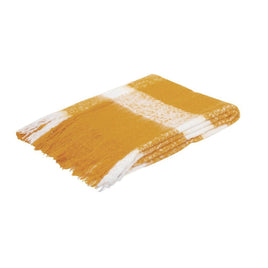 J.Elliot Home Wren Faux Mohair Throw Mustard/White Home & Garden Kings Warehouse 
