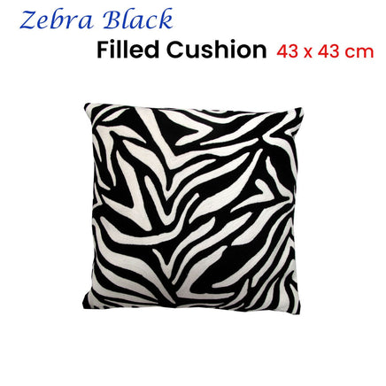 J.Elliot Home Zebra Embroidered Black Filled Cushion 43 x 43 cm Home & Garden Kings Warehouse 