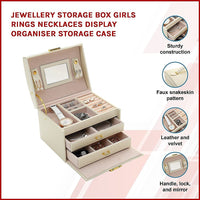 Jewellery Storage Box Girls Rings Necklaces Display Organiser Storage Case bedroom furniture KingsWarehouse 